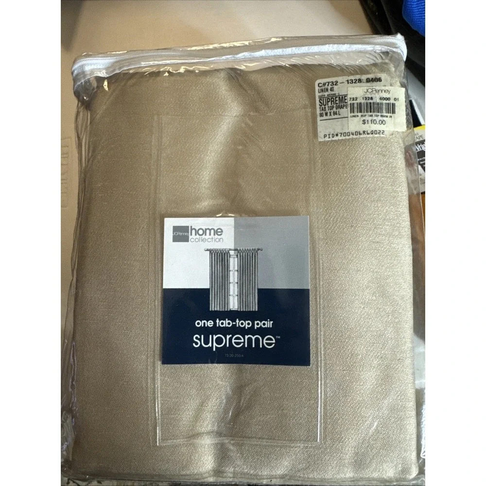New JC PENNEY Home Collection Supreme One Tab-Top Pair  Linen W80x84L  2004